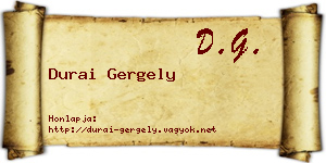 Durai Gergely névjegykártya